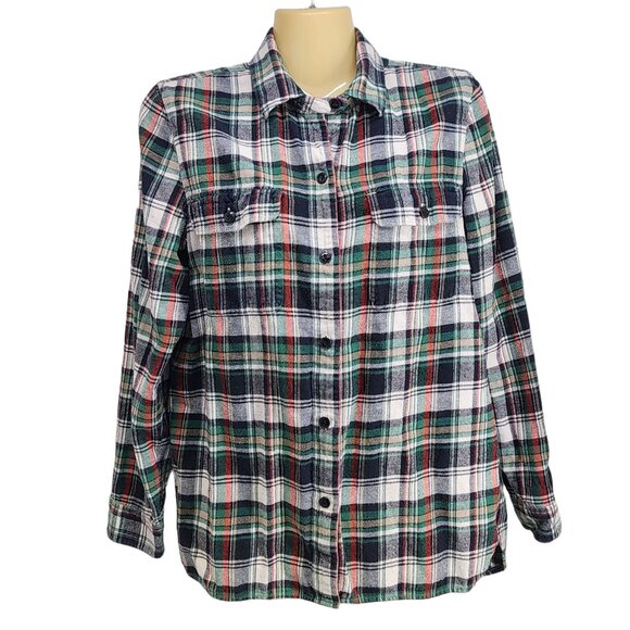Madewell Tops - Madewell Womens Oversized Classic Ex‎ Boyfriend Flannel Plaid Shirt Size S